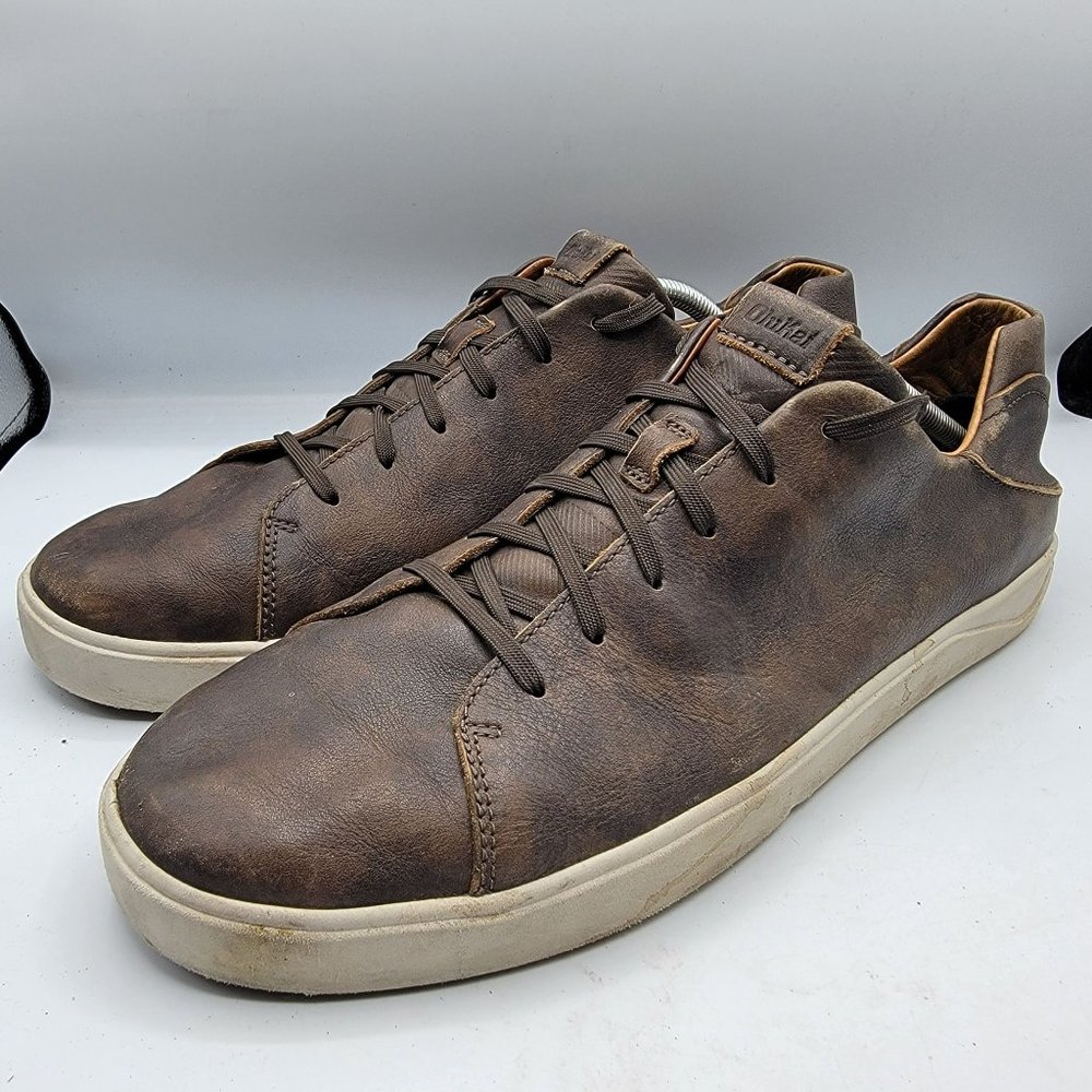 OluKai Lae'Ahi Li 'Ili Mens 13 Dark Brown Casual Leather Sneakers - 10455-6363 - Picture 4 of 12